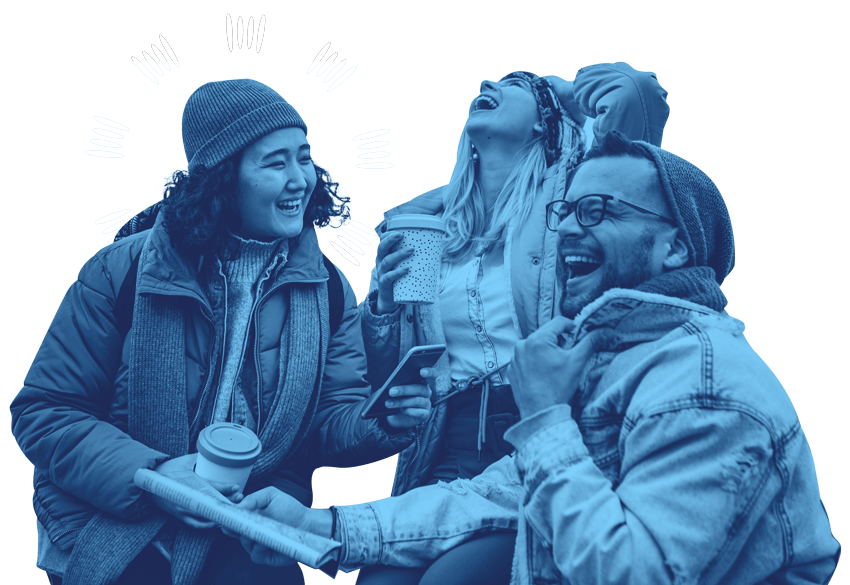 people gathering and laughing